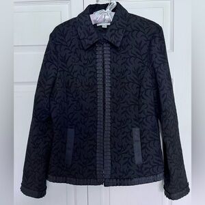 Coldwater Creek Black Sparkle Ribbon Trimmed Blazer-Size M